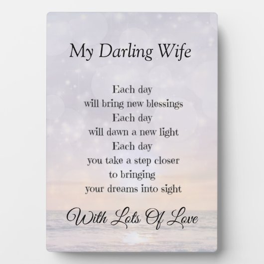 Darling Wife Love and Enmoedaar gift Fotoplaat (voorkant)