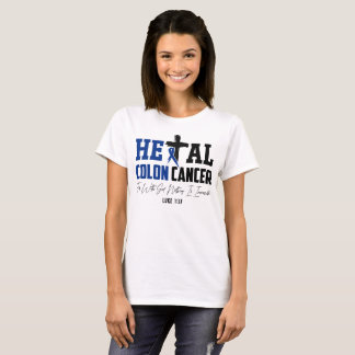 Darmkanker christen Lukas 1:37 Donkerblauwe lint T-shirt