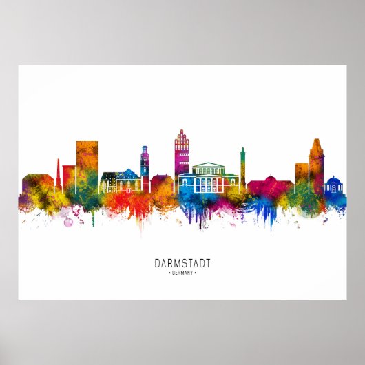 Darmstadt Germany Skyline Poster (Voorkant)