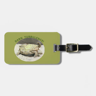"DARN TURBULENCE!"/schildpad op zijn rug Bagagelabel