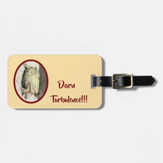 "DARN TURBULENCE!"/schildpad op zijn rug Bagagelabel (Voorkant horizontaal)