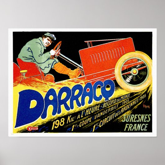 Darracq ~  Franse motorrijtuigenauto's Poster (Voorkant)