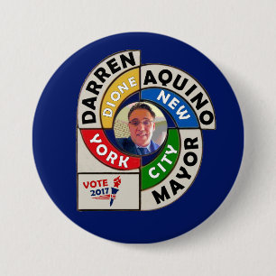 Darren Dione Aquino voor burgemeester NYC 2017 Ronde Button 7,6 Cm