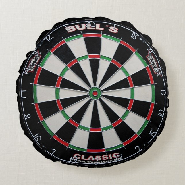 Dart Board Black White Rond Kussen (Voorkant)