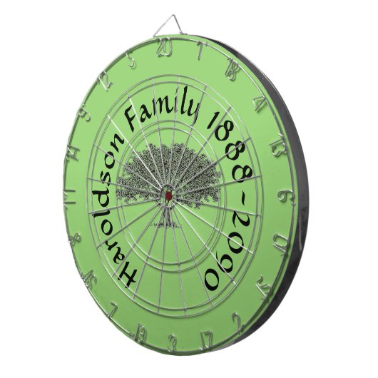 Dart Board - Familieboom met naam en datum Dartbord (Voorkant Rechts)
