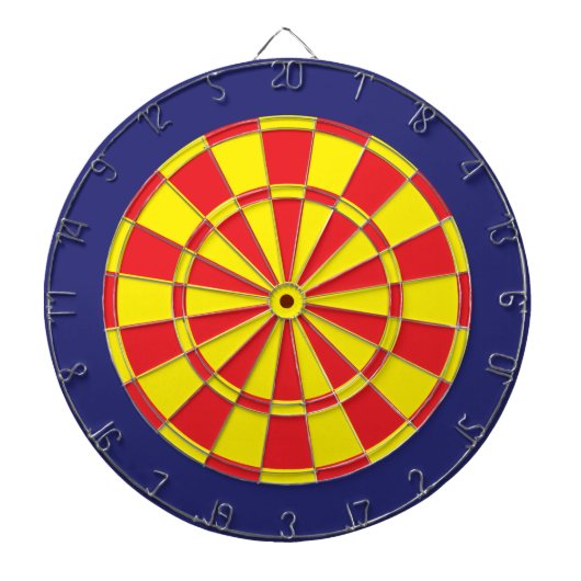 Dart Board: Geel, rood en marineblauw Dartbord (Voorkant)