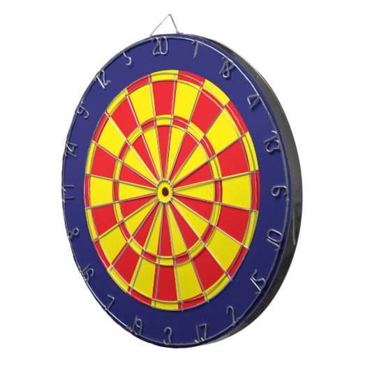 Dart Board: Geel, rood en marineblauw Dartbord (Voorkant Rechts)