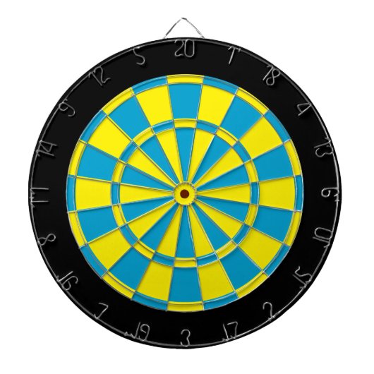 Dart Board: Geel, Sky Blue en Black Dartbord (Voorkant)