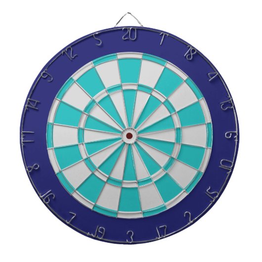 Dart Board: Light Silver, Turquoise en Navy Dartbord (Voorkant)