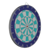 Dart Board: Light Silver, Turquoise en Navy Dartbord (Voorkant Links)