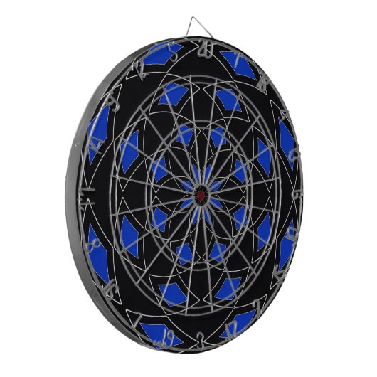 Dart Board met blauw zwart Abstract Design Dartbord (Voorkant Links)