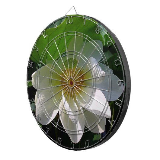 Dart Board met delicate witte Lotus Flower Dartbord (Voorkant Rechts)