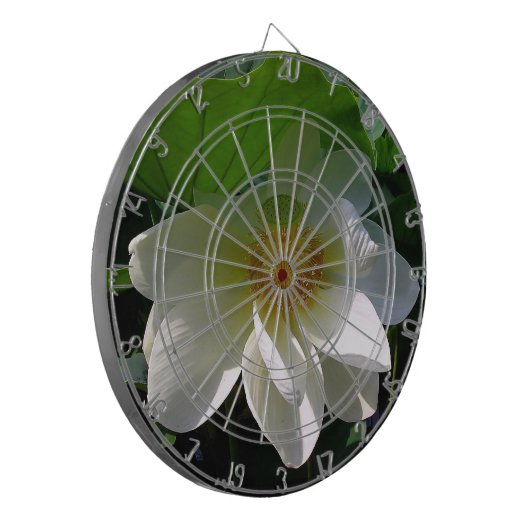 Dart Board met delicate witte Lotus Flower Dartbord (Voorkant Links)