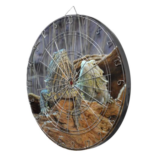 Dart Board met twee merkwaardige lizards Dartbord (Voorkant Rechts)