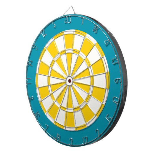 Dart Board: wit, gouden geel en Blauwgroen Dartbord (Voorkant Rechts)