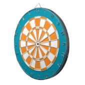 Dart Board: Wit, Oranje, en Blauwgroen Dartbord (Voorkant Rechts)
