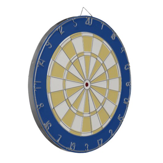 Dart Board: Wit, oud goud en blauw Dartbord (Voorkant Links)
