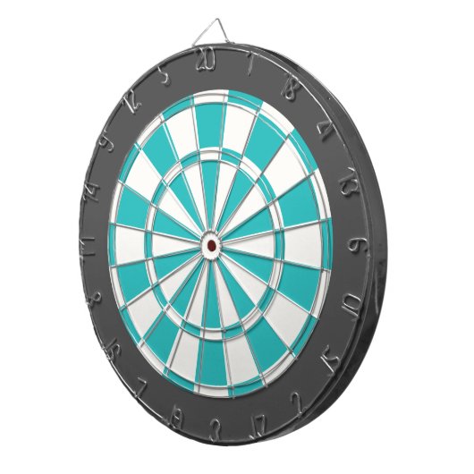 Dart Board: Wit, Turquoise en steenkoolgrijs Dartbord (Voorkant Rechts)