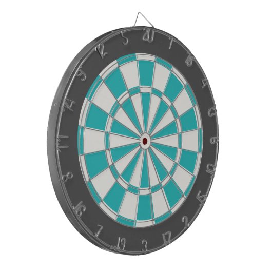 Dart Board: Wit, Turquoise en steenkoolgrijs Dartbord (Voorkant Links)
