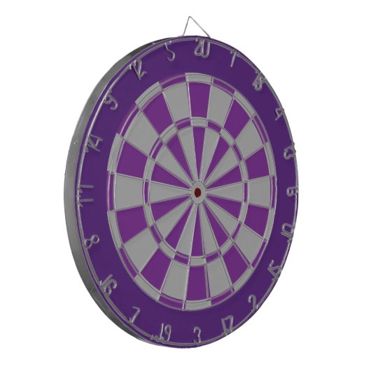 Dart Board: Zilver grijs, Paars en donker Paars Dartbord (Voorkant Links)
