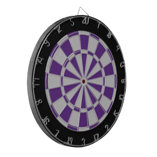 Dart Board: Zilver grijs, Paars en zwart Dartbord (Voorkant Links)