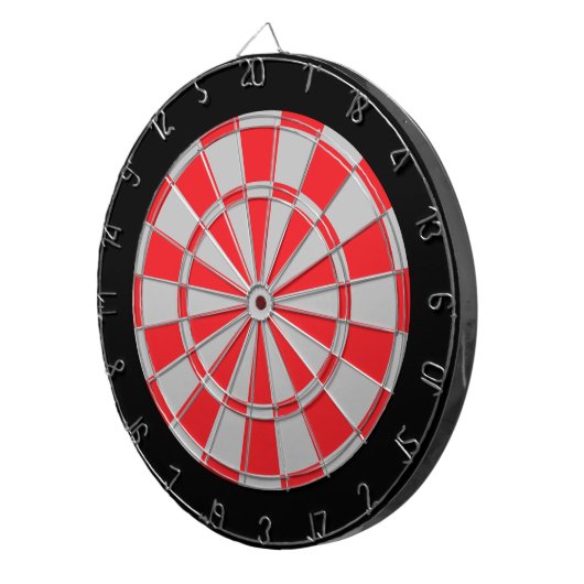 Dart Board: Zilver grijs, rood en zwart Dartbord (Voorkant Rechts)