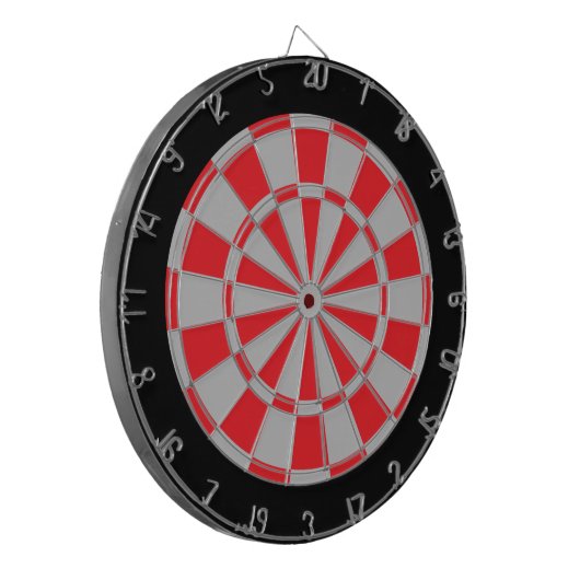 Dart Board: Zilver grijs, rood en zwart Dartbord (Voorkant Links)