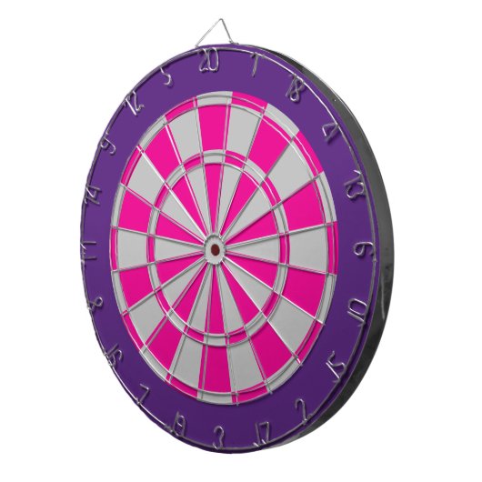 Dart Board: zilver grijs, roze en Paars Dartbord (Voorkant Rechts)