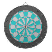 Dart Board: Zilver grijs, Turquoise en houtskool Dartbord (Voorkant)