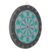 Dart Board: Zilver grijs, Turquoise en houtskool Dartbord (Voorkant Links)
