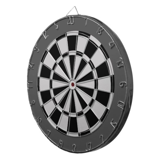 Dart Board: Zilver grijs, zwart en steenkool Dartbord (Voorkant Rechts)