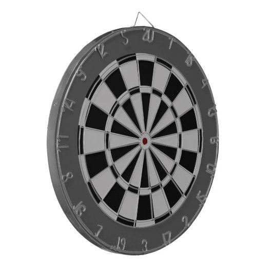Dart Board: Zilver grijs, zwart en steenkool Dartbord (Voorkant Links)