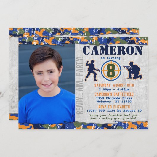 Dart Foto Militair Verjaardagsfeestje Camo Soldate Kaart (Voorkant / Achterkant)