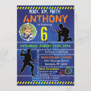 Dart foto uitnodigen Dart Pistool verjaardagsfeest Kaart