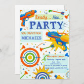 Dart Gun Birthday Invitation (Devant / Derrière)