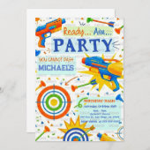 Dart Gun Birthday Invitation (Devant / Derrière)