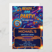 Dart Gun Birthday Invitation Kaart (Voorkant / Achterkant)