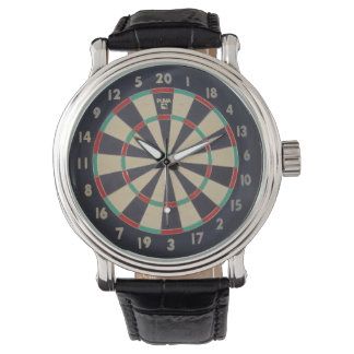 Dart in stieren met oog op het dartboard, horloge