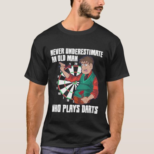Dart - Mannen oud Man dat kunstkunstkunstspeler D  T-shirt (Voorkant)