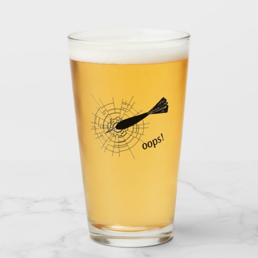 Dart Oops Missed Cracked Broken Glas (Voorkant gevuld)