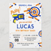 Dart Party Birthday Invitation | Dart Gun Kaart (Voorkant)