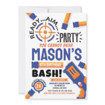 Dart Party Verjaardagsuitnodiging Dart Pistool Uit