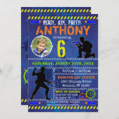 Dart Photo Invitation Dart Gun fête d'anniversaire (Devant / Derrière)