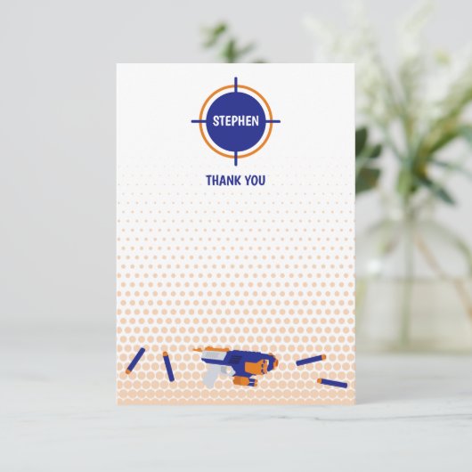 Dart Pistool Battle War Boys Doelpatroon Kinder Bedankkaart (Staand voorkant)