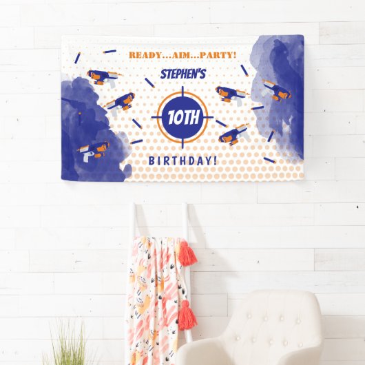 Dart Pistool Battle War Boys Verjaardagsfeest Spandoek (Insitu)