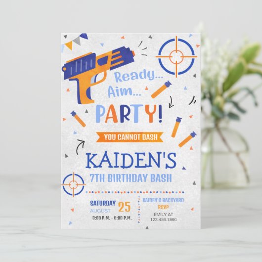 Dart Pistool Party Verjaardag Kaart (Staand voorkant)