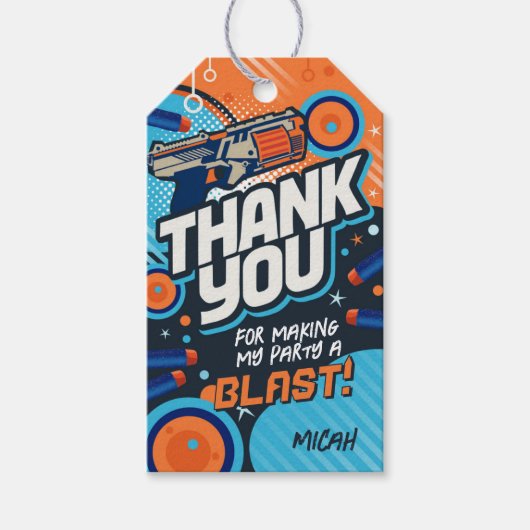 Dart Pistool verjaardagsbedankjes Cadeaulabel (Voorkant)