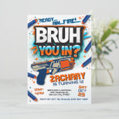 Dart pistool verjaardagsuitnodiging | Dart pistool Kaart (Staand voorkant)