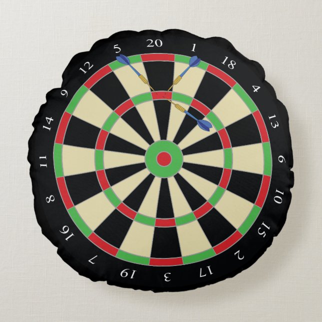 Dart Player 180 Treble Top Dartboard Rond Kussen (Voorkant)
