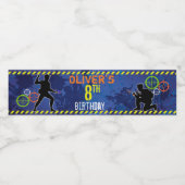 Dart Soldiers Blue Grunge Verjaardagsfeestje Waterfles Etiket (Enkel label)